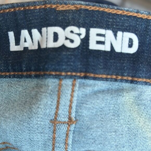 Land's End Curvy Midrise  Skinny Leg Jeans River Rinse Dark Denim Stretch 8 Pet - Picture 11 of 16